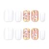 24pcs Short Square Press On Nail White Flower Designs Gold Foil False Nail Stick On False Nail For Women And Girls