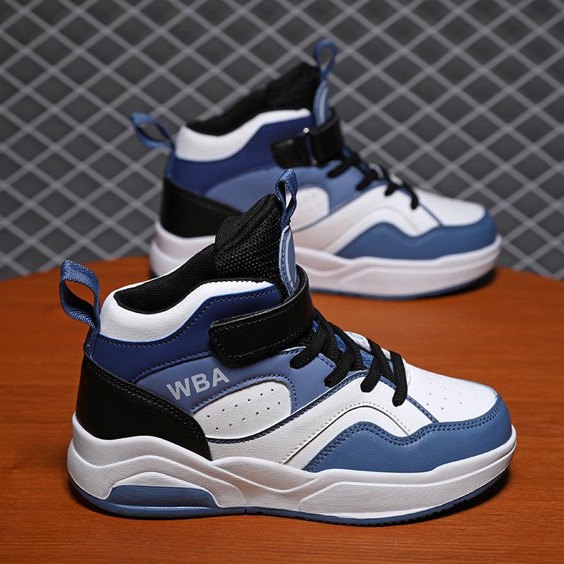 

Children s Fashion Breathable Casaul High Top Skateboarding Students Kids Running Sports Shoes Boys And Girls Comfortable Sneakers 40 чорний/синій