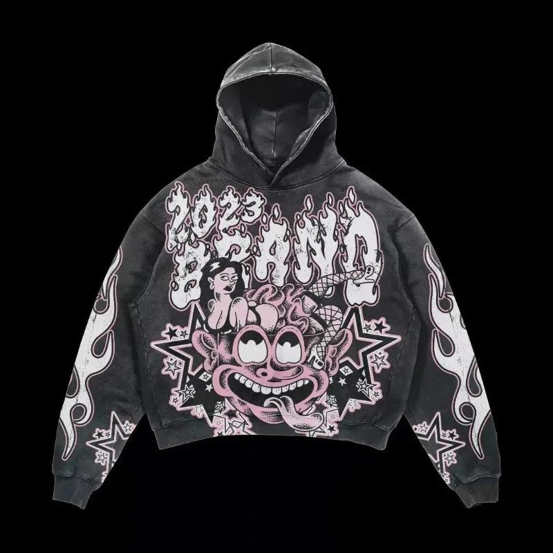 Street Trendy Brand Skull Pullover Sweater Digital Printing Casual Loose Hooded Sweater