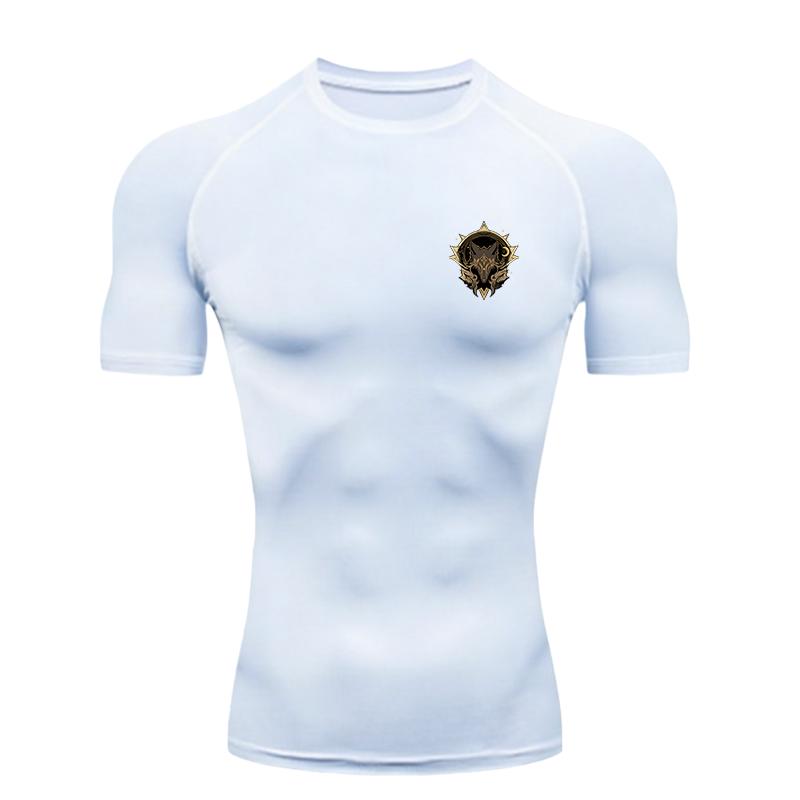 Men’s Sports T-shirt Training Fitness Compression Wolf Moon Star Pattern Men’s MMA T-shirt Rashgard Tops TeeT-Shirt for Men