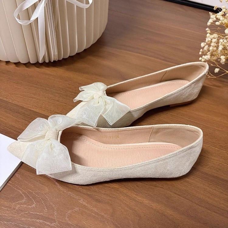 Pointed High Heels Women's Summer Girl Sweet Bow 2025 New Spring Versatile French Light Mouth Stiletto Shoes