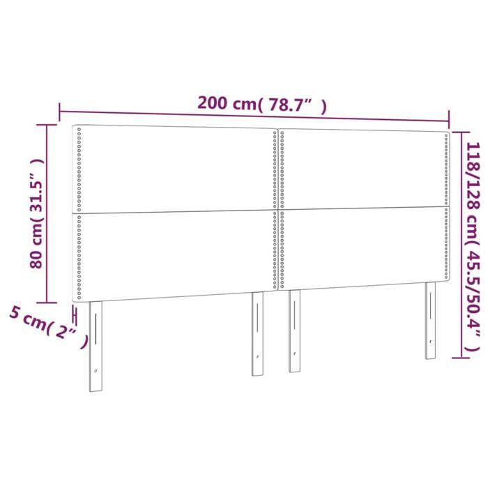 VidaXL Tête de Lit à LED Meuble de Chambre à Coucher Accessoire de Lit Double Tête de Cadre de Lit Intérieur Gris Foncé 3122307