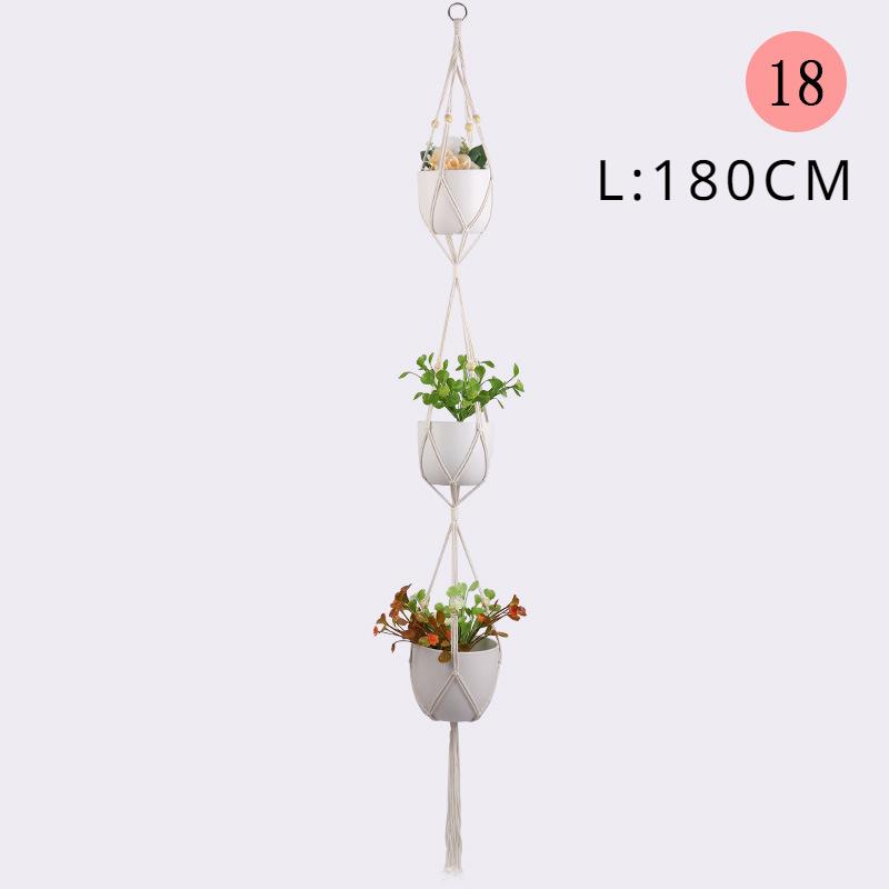 Gardening Green Plant Hanging Basket Cotton Rope Hanger Flower Pot Handmade Macrame Pot Pocket Wall Boho Courtyard Home Decor