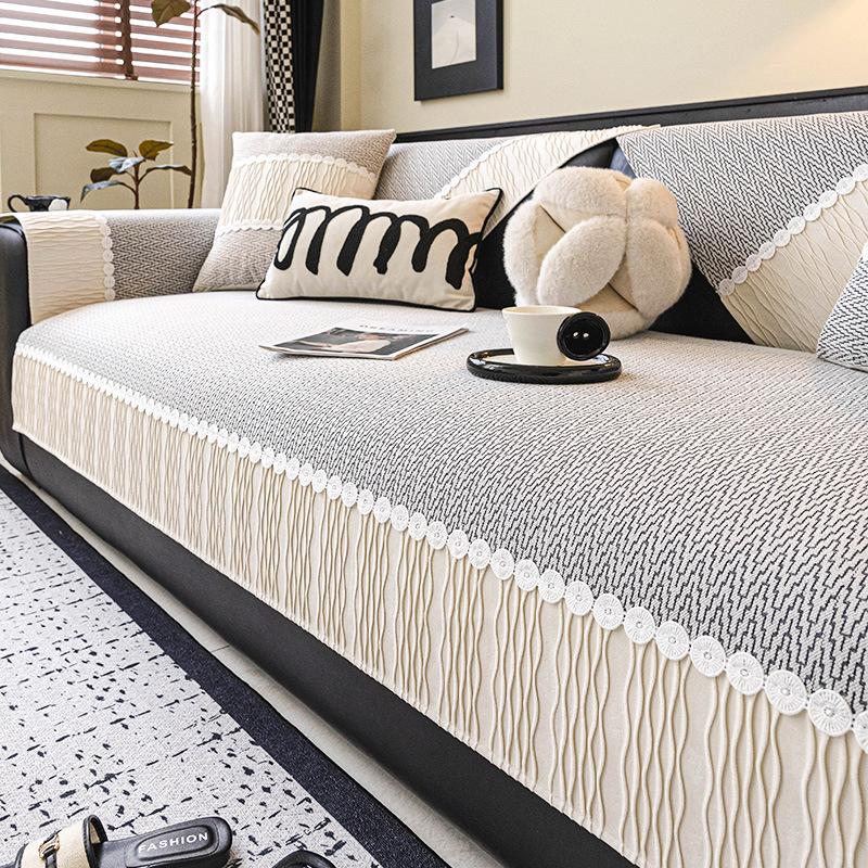 

Cream wind sofa cushion universal in all seasons 2025 new non-slip straight row leather sofa cushion cover cloth towel 70*70cm
