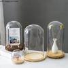 Ewige Blumen Ornamente Präsentationsschale Transparente Glasabdeckung Holzsockel Geschenk Präsentationsbox Kunsthandwerk Aufbewahrungsschale Staubschutz Kuchenform