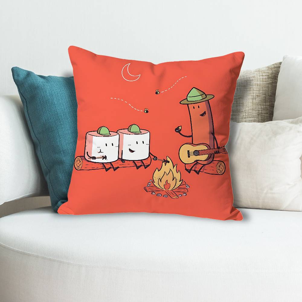 Funny Food Art Anime Celebrity Merchandise AllMatch Printed Pillow Case Sofa Car Office Room Decoration Protector