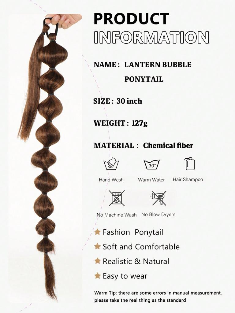 Synthetic Hair Extensions Bubble Braid Ponytail Afro Bubble Long Ponytail 30 Inch Wrap Around Lantern Pony Tail For Women Daily Used