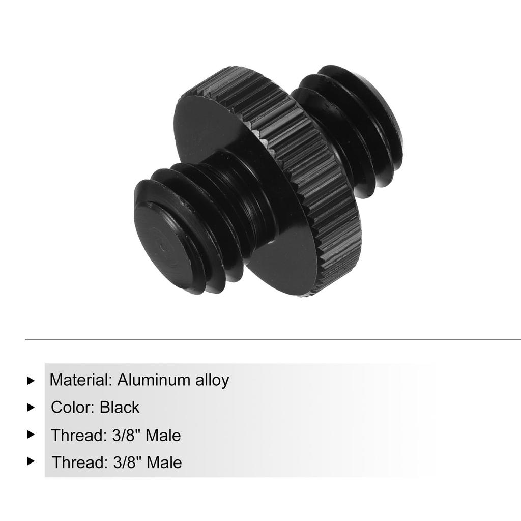 Uxcell Adapter Stojaka Mikrofonowego Męski na Męski ze Stopu Aluminium Adapter Śruby Mikrofonowej do Stojaka Trójnożnego Mikrofonu Czarny 2szt. 3/8 3/8
