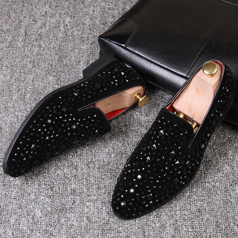 Men's Korean Fashion Pointed Rhinestone Slip-on Dress Shoes