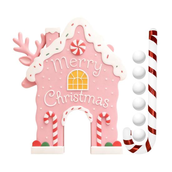 Yousheng Christmas Gingerbread Golf Game Set Indoor Party Activity Golf Game with Candy Cane Club And 6 Balls Holiday Party Games for Family Kids