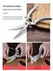 All-Steel Stainless Kitchen Scissors with Wooden Handle - Powerful, Multifunctional, for Cutting Chicken Bones and Household Food Use.