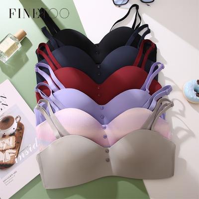 FINETOO Seksowny Bezprzewodowy Bralet Bezszwowy Biustonosz Damski z Guzikami Biustonosz Podtrzymujący Wygodna Damska Intymna Bielizna bez Push Up