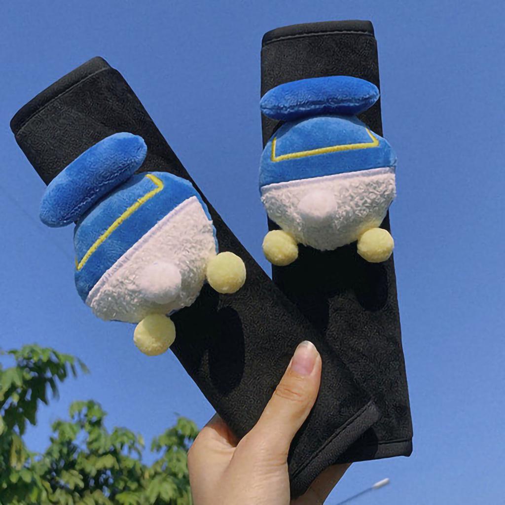 Cute Cartoon Car Seat Belt Shoulder Pad Soft Plush Safety Belt Cushion Cover for Auto Blue Duck