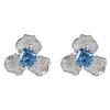 Longlong Gold S925 Silver Aquamarine & Diamond Flower Earrings for Women