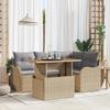VidaXL 5-Piece Garden Sofa Set with Beige Cushions Poly Rattan Acacia 3349454