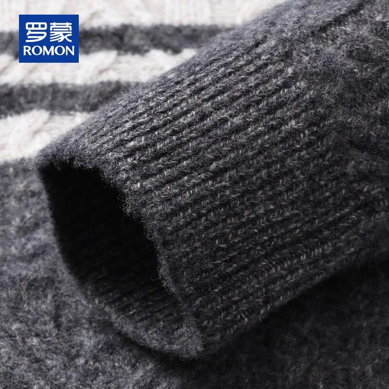 ROMON Men's 100% Pure Wool Thick Cable Knit Sweater