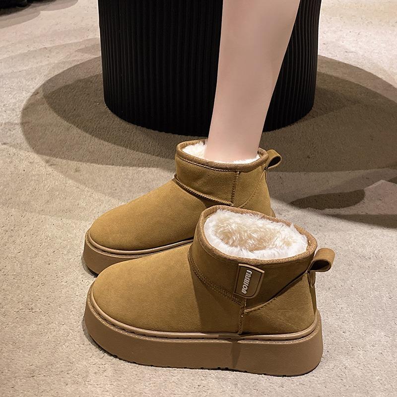 Winter new short snow boots women's platform short boots women's velvet thermal cotton boots
