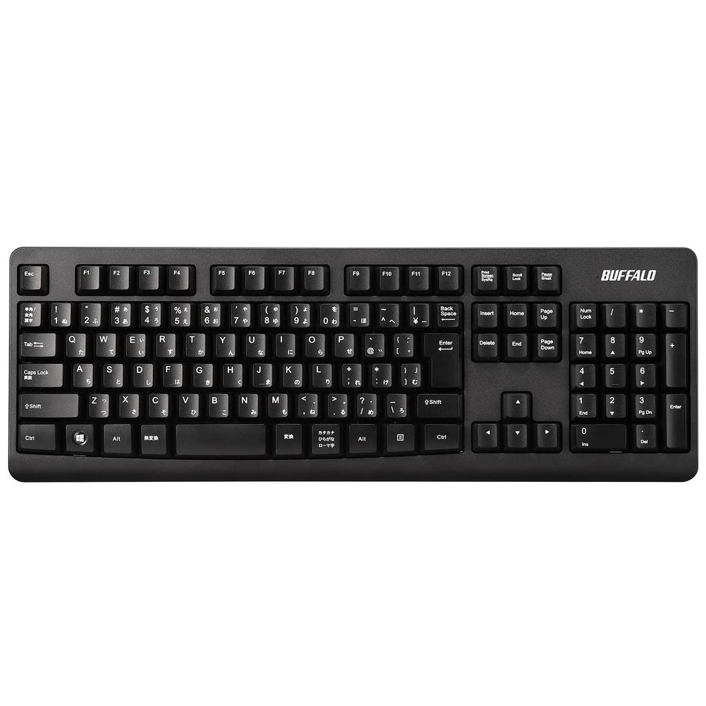 Buffalo Wireless Full Keyboard, Durable and Long-Lasting, Ideal for Remote Work, Easy Connection, and Support (BSKBW125BK)