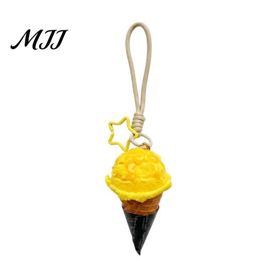 Ice Cream Cone Keychain Pendant, Bag Charm with Braided Lanyard, Backpacks Hanging Accessory Lightweight
