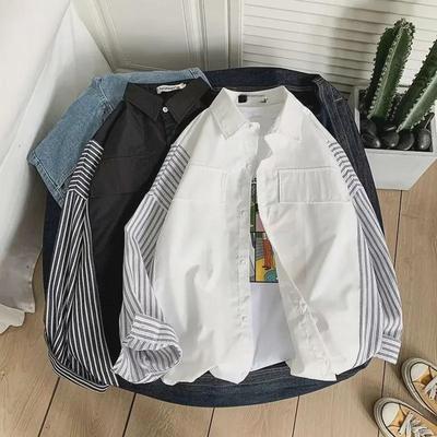 Men's Trendy Loose Striped Two-Piece Harajuku Shirt