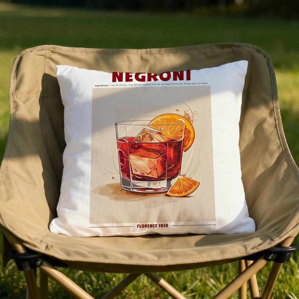 

Negroni Cocktail Cushion Cover Soft Reversible Durable Pillow Cover MultiScene Use for Home Car Daily Comfort 30X30cm