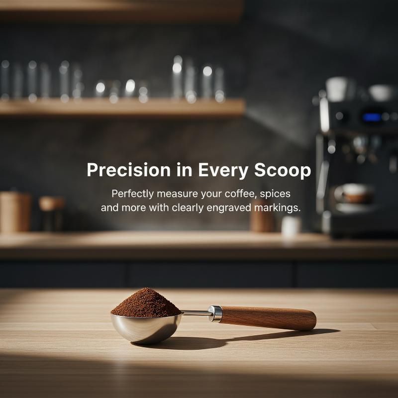 Wooden Handle Stainless Steel Measuring Cups Spoons Baking Tools Coffee Measuring Spoon Set Bartending Scale Accessories
