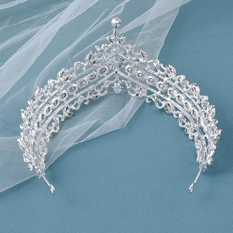 Brautkrone, Barock-Silber-Kristall-Diademe, Luxus-Strass, Hochzeit, Kopfschmuck, Schmuck, Brauthaar-Accessoires, Geburtstags-Kopfbedeckungen