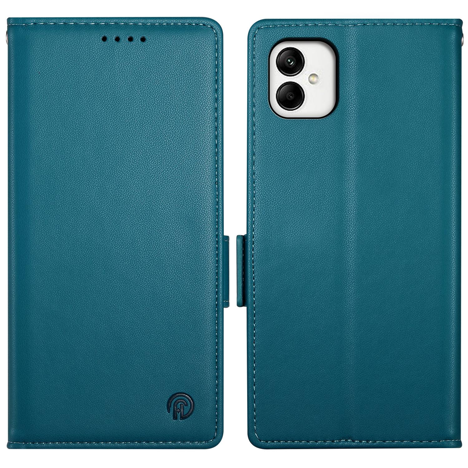 

DF-010 For Samsung Galaxy A05 4G Case Leather Phone Cover with Card Holders Magnetic Side Buckle Blue