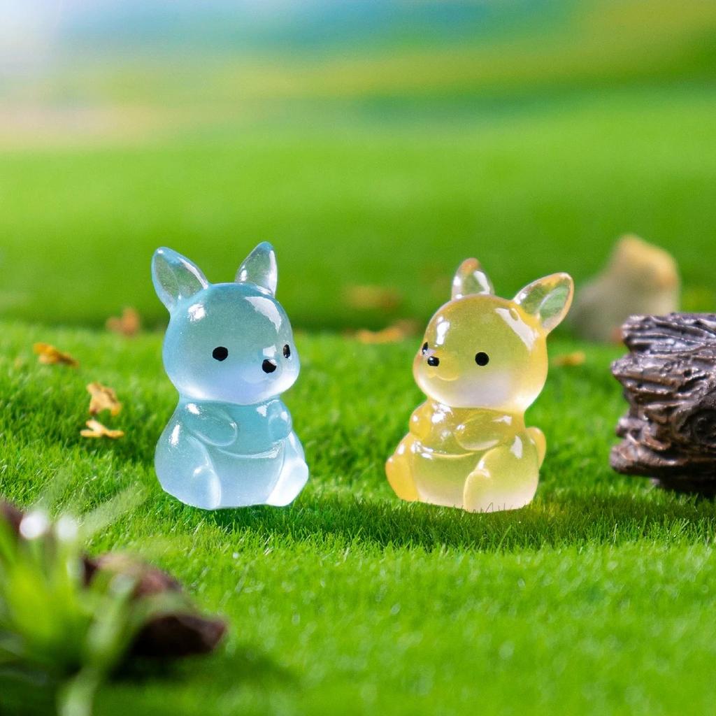 50Pc/Set Mini Luminous Kangaroo Ornaments Cute Resin Figurines Micro Landscape Decoration Desktop Ornament Diy Car Ornament
