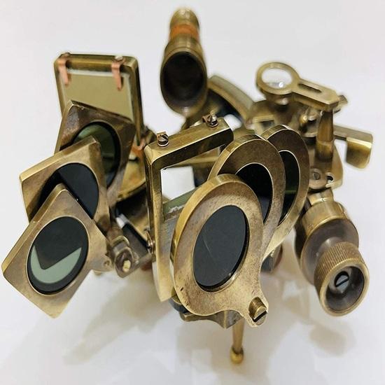 Nautical Hand-Made 15.24 Cm Brass Working Navigational Sextant Marine Ship Astrolabe Model Sextant Gift