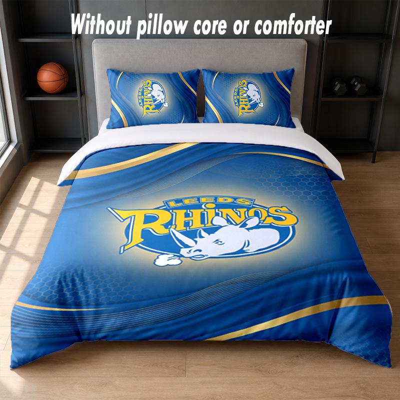 Leeds Rhinos Design Set Biancheria da Letto 1 Copripiumino + 2 Federe Morbido Traspirante Biancheria da Letto per la Casa