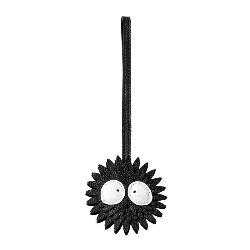 SP-103 Schwarze Kohlekugel Anhänger Lanyard - Niedliches PU Leder Schlüsselanhänger Zubehör