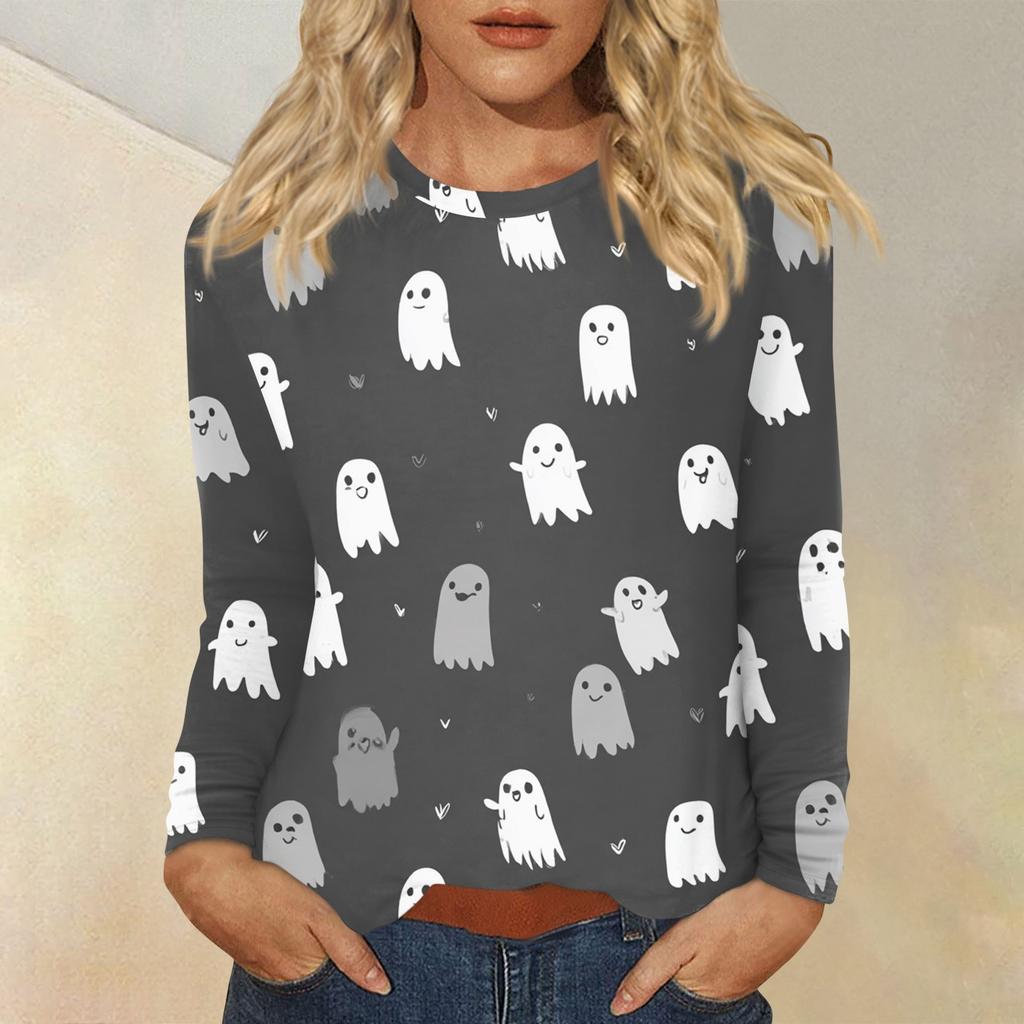 Women's Daily Casual Long-sleeved Printed O-neck Top
