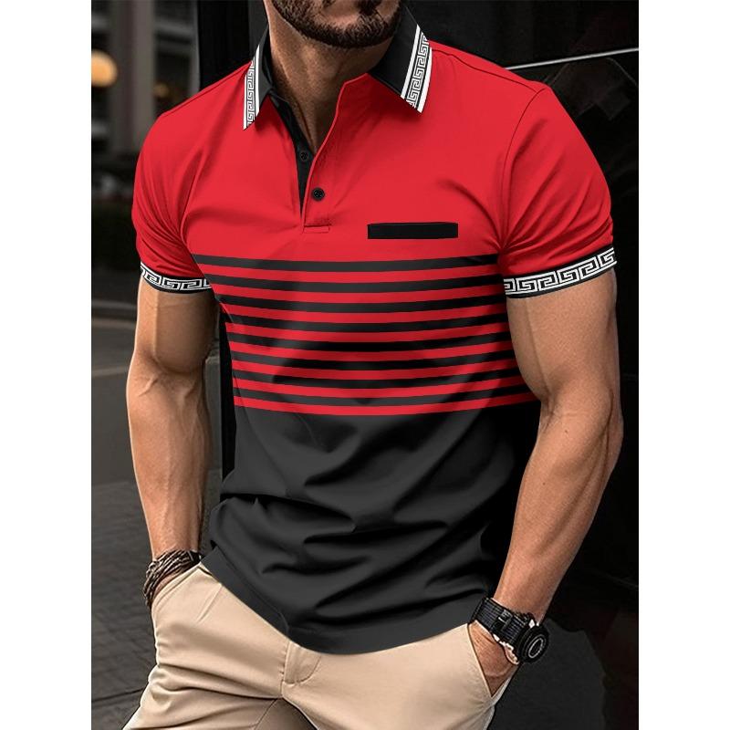Men s summer short-sleeved polo shirt with ribbed collar S красный
