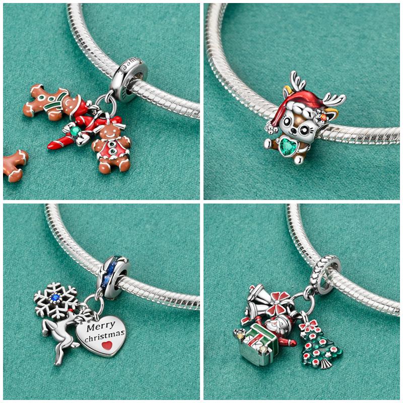 Copper Charms Winter Series Beads Snowman Penguin Pendant Fit Women Original Bracelet Christmas Diy Jewelry Dangle