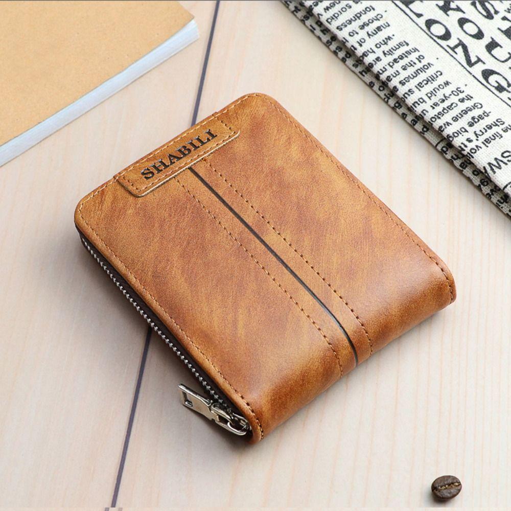With Zipper Men Short Wallet Multiple Card Slots Business Coin Purses Vintage Card Holder  Boy