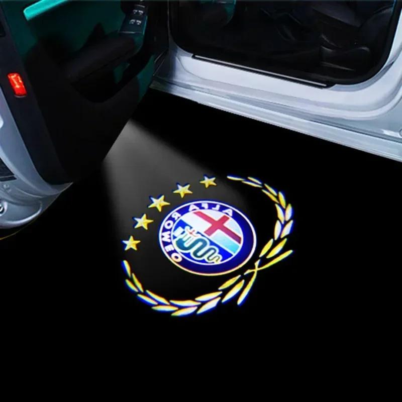 BBDJ3 For Alfa Romeo 2pcs LED Car Door Welcome Light Laser Projector Logo Ghost shadow For Alfa Romeo 147 156 159 Giulietta Giulia Mit