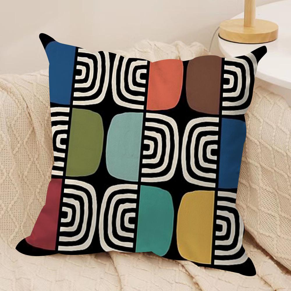 Black Geometric Pattern Cushion Cover Pillowcase Ultra Soft Skin Friendly Fabric Cloud Like Comfort  Concealed Zipper