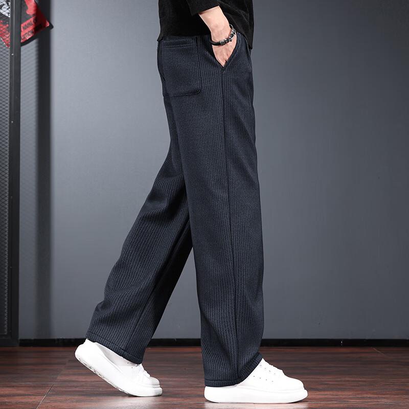 Men's Striped Casual Straight Suit Pants