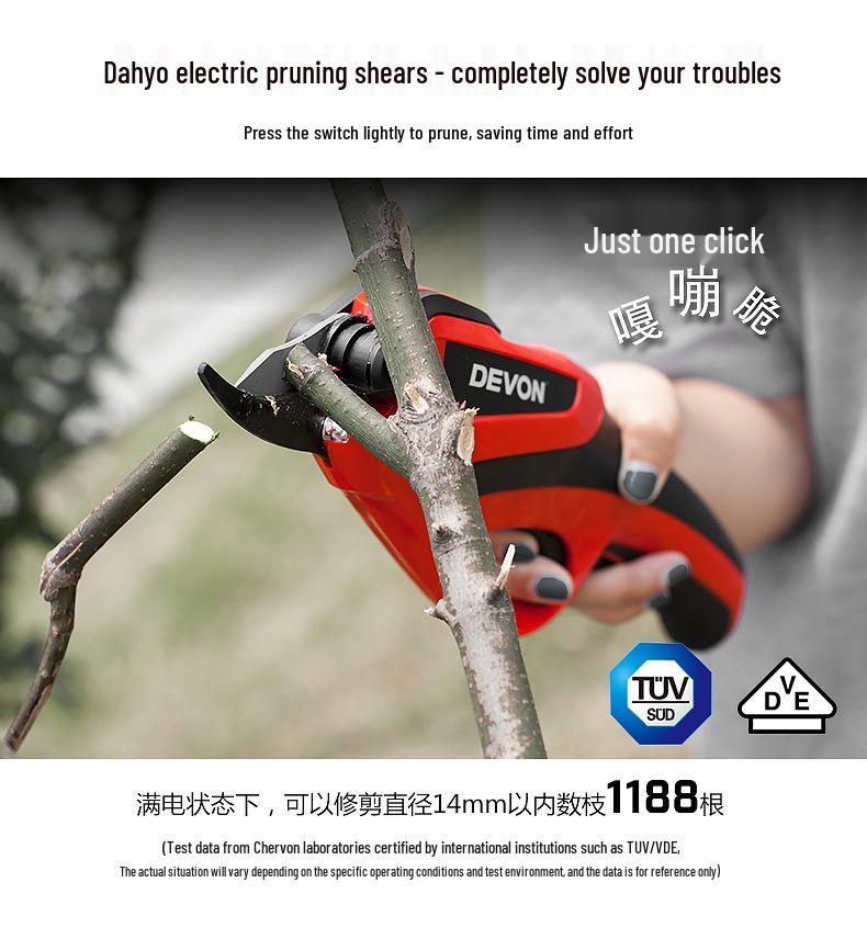 DEVON 8301 Cordless Electric Pruning Shears with Lithium Battery for Gardening and Floral Art.