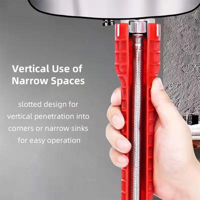 Chiave inglese per lavandino, chiave inglese 14 in 1, maniglia corta, strumento per installazione rubinetto e lavandino