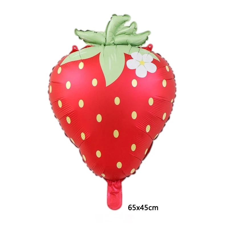 1pcs Sweet Strawberry Aluminum Film Balloon for Children's Birthday, Hawaiian Party Decoration, Fruit Shaped Foil Balloons