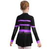 Girls One Piece Cheerleader Costume Long Sleeve Mesh Patchwork Shiny Diamonds Cheerleading Bodysuit