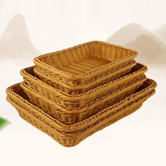 Yousheng Woven Fruit Basket Stackable Easy Clean Bread Storage Baskets Handmade Storage Bin for Pantry Kitchen Table Rustic Home Decor