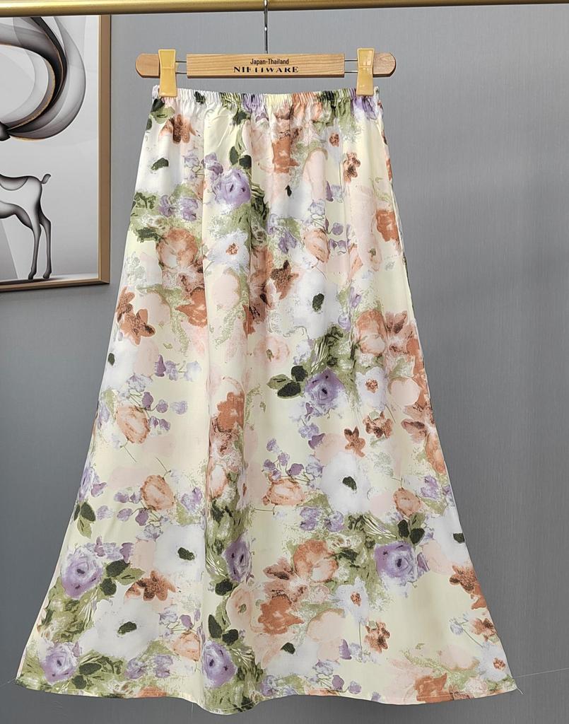 Γυναικεία καλοκαιρινή φαρδιά φούστα από βαμβακερή μεταξωτή - Plus μέγεθος, φιλική προς τη μητρότητα, Leisure Style Νοτιοανατολικής Ασίας