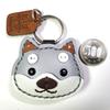 Gray Shiba Inu Genuine Leather Plump Cute Handmade Bag Made of Cowhide [deaizaka.biz] Keychain, Charm,
