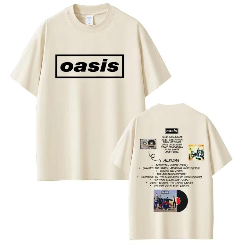 O-Oasis Koszulka Koszulki Brytyjskiego Zespołu Rockowego Męskie Damskie Casualowe Oversize'owe Koszulki Męskie Wysokiej Jakości Bawełniane Koszulki z Krótkim Rękawem
