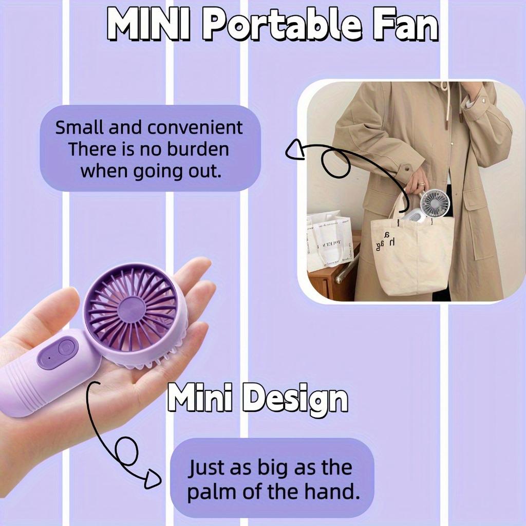 1PC Summer Mini Portable Fan, Rechargeable Via USB, 3-speed-manual Fan for Men and Women-office, Outdoor, Travel and Camping, Gifts.