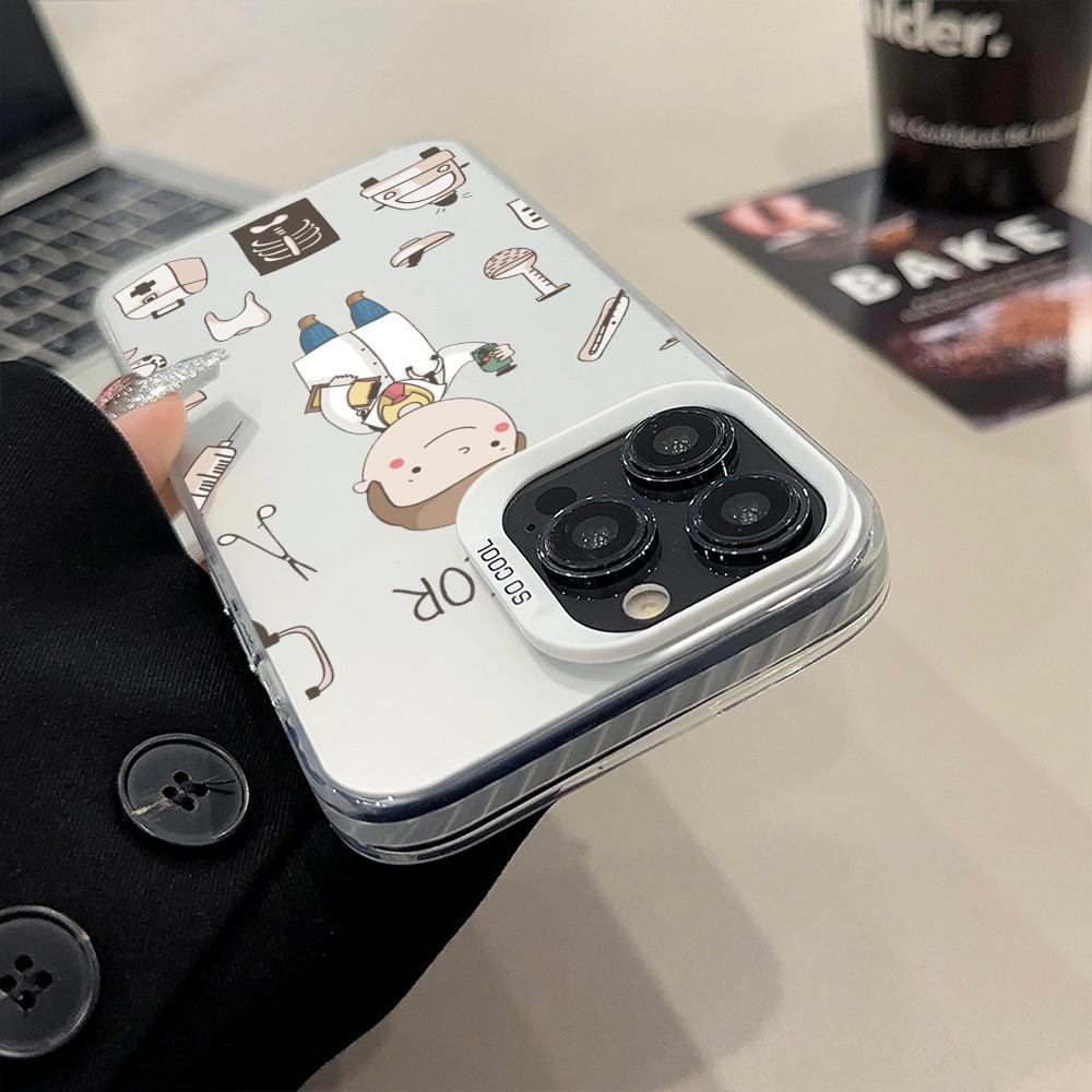 Cartoon Cute Profession Teacher Phone Case Matte Colored Silver For IPhone 17 15 14 16 13 12 11 Pro Max Plus XS X Shockproof Har
