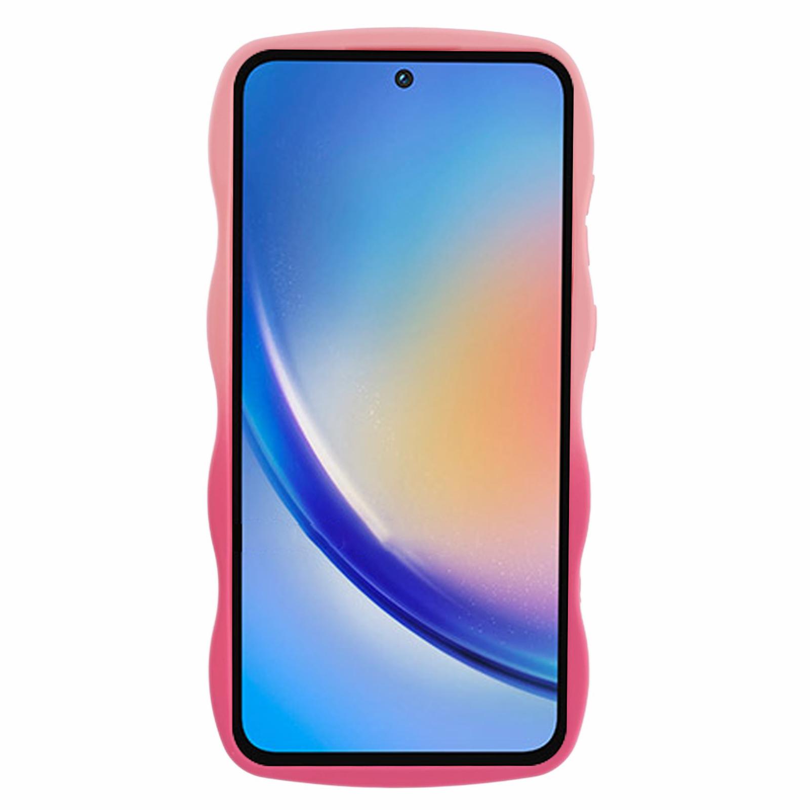 

JTW Series for Samsung Galaxy A35 5G TPU Phone Case Gradient Color Rubberized Cover Pink+Rose